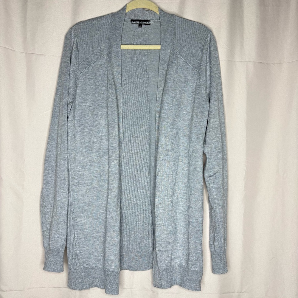 LOVE ELLIE Gray Ribbed Longline Open Front Cardigan NWT Size L